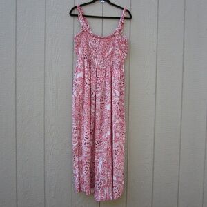 Calvin Klein Dresses Size 14 Burgundy Smocked Slip Floral Flowy Summer Beach‎